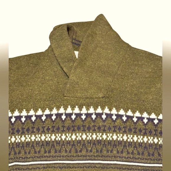 Nautica Men’s Large Green Cotton Cowl Neck Pullover Sweater – Classic Fall Layer - Picture 3 of 6